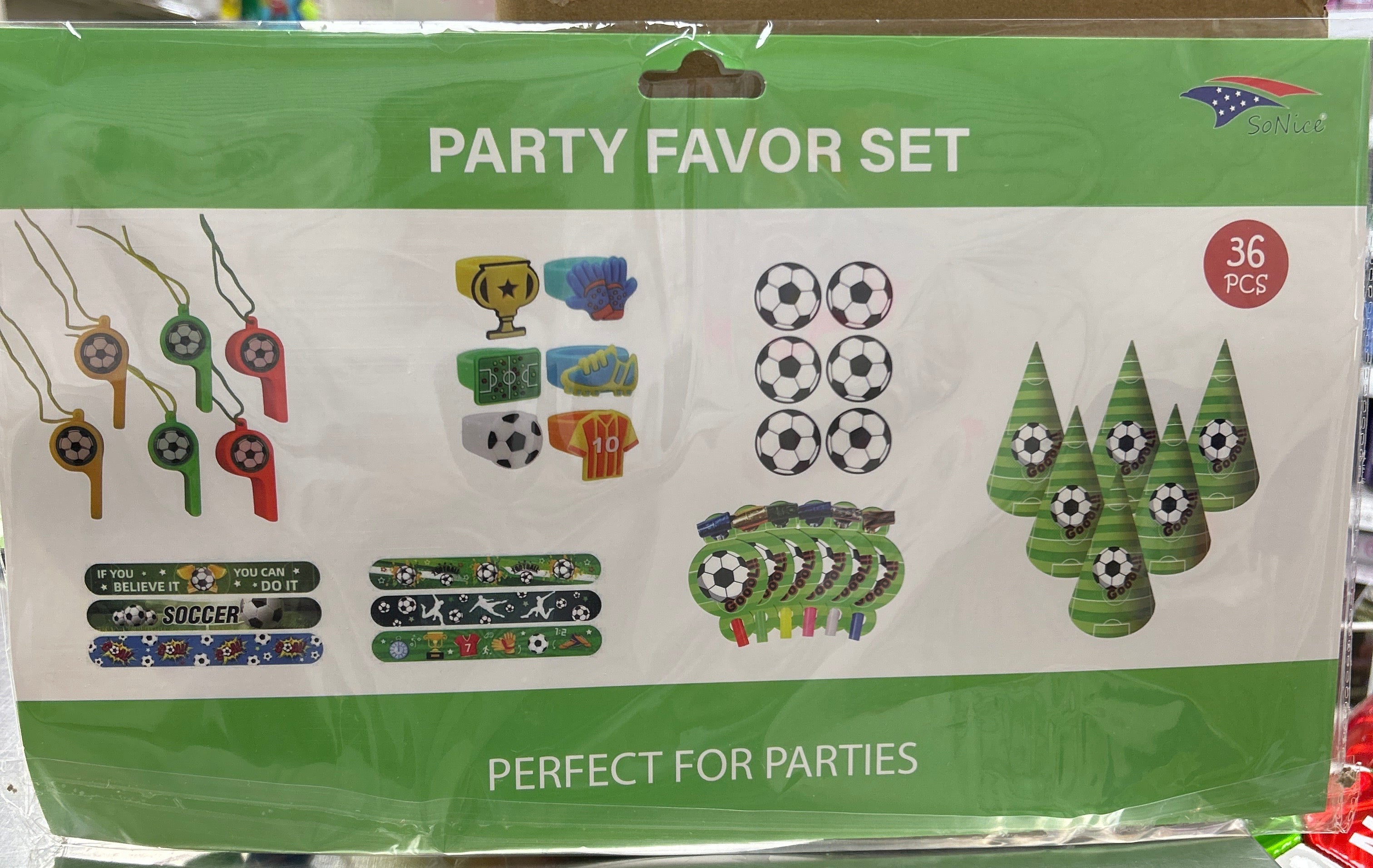 Soccer party favor set, 36 pieces